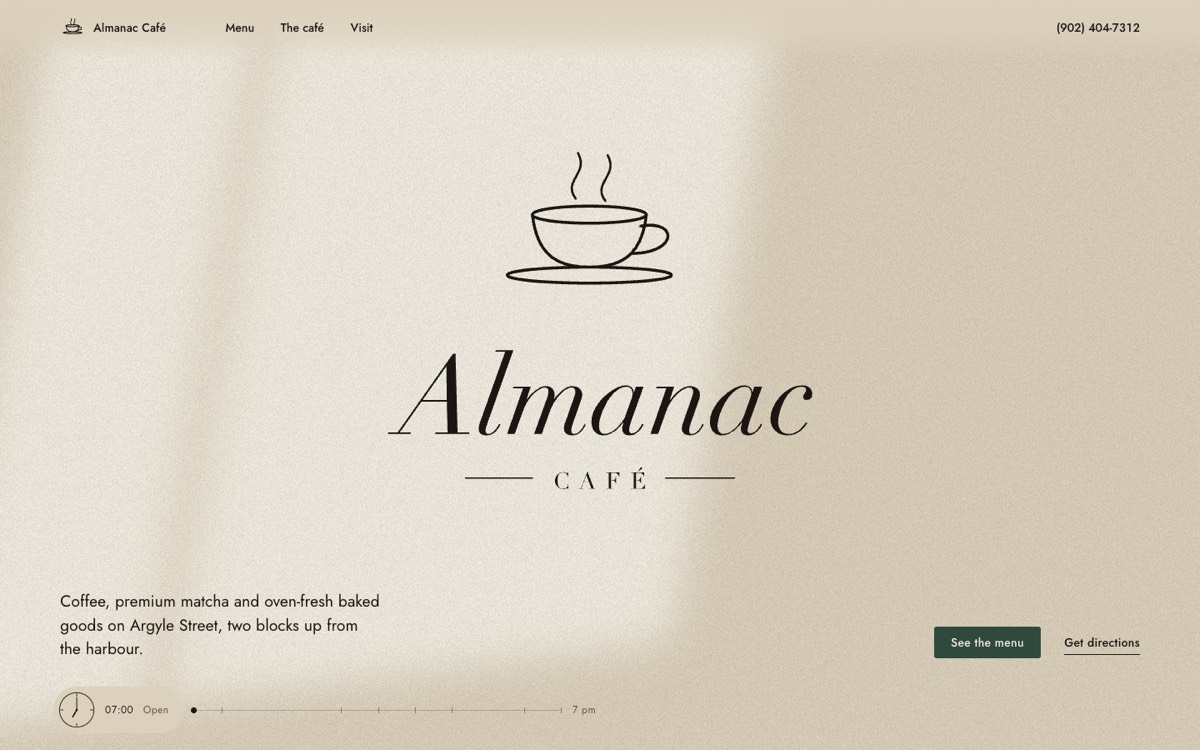 Website for a café