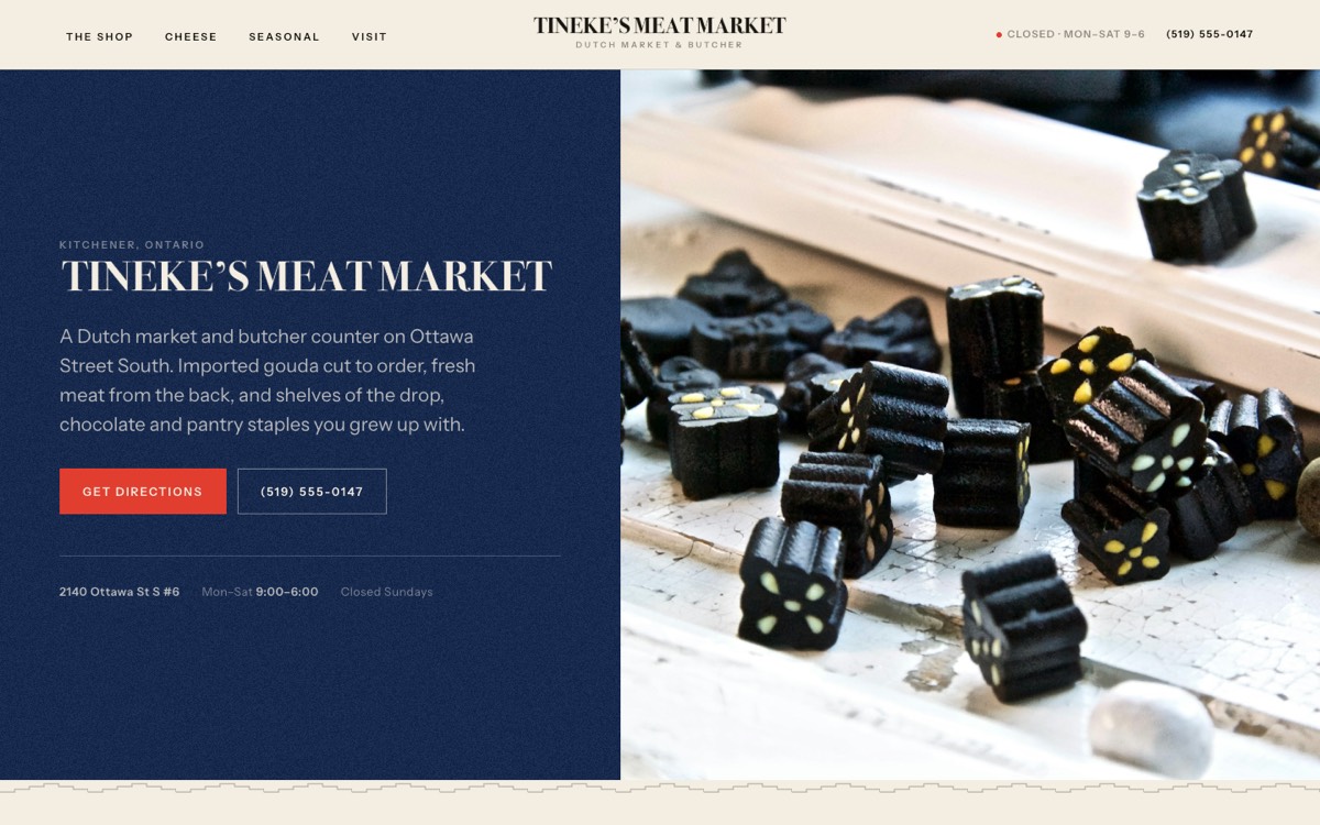 Website for a butcher and Dutch market