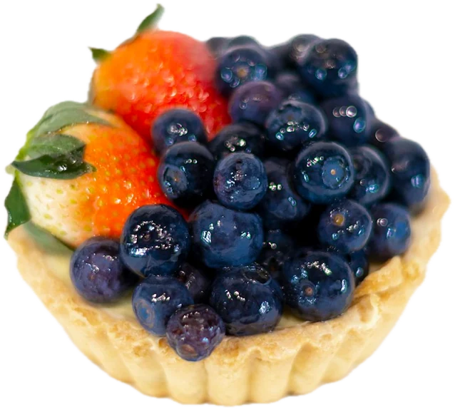 Blueberry tart with strawberries