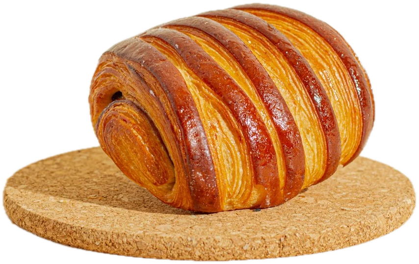 Pain au chocolat on a cork round